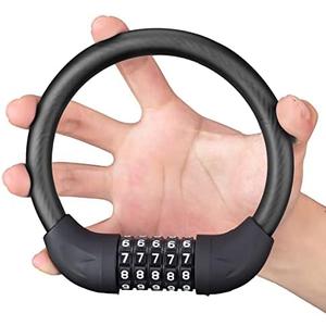 ROCKBROS Bike Lock Cable 5 Digit Combination Bike Cable Lock Anti-Theft Lightweight & Small Bike Lock Black