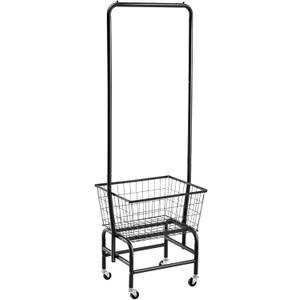 ALIMORDEN Laundry Cart with Clothes Rack, Rolling Laundry Butler with Wire Storage RackBlack