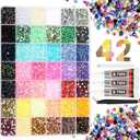 XTSJGZ 42 Colors Jelly Rhinestones for Bedazzling, 32000Pcs 3mm Multicolor Flatback Rhinestones Bedazzling Kit with 3Pcs 10ml B7000 Glue, Tweezer and Pickup Pen for DIY Crafts Nails Makeup