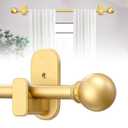 TKZTKZ Curtain Rods No Drilling for Windows 18 to 28 Inch:No Drill Small Gold Curtain Rod with Adhesive Brackets for Bedroom,5/8" Apartment Renter Friendly Adjustable Drapery Rods Easy Install