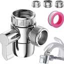 Faucet Diverter Valve with Aerator, 3-Way Diverter Valve for Hand Held Shower, Sink Faucet Splitter for Kitchen and Bathroom, with 55/64'', 15/16'', G1/2 Adapters