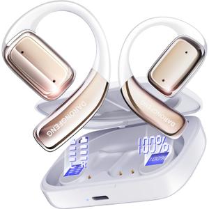 Open Ear Wireless Bluetooth Headphones, Pain-Free Air Conduction Ear Buds with LED Digital Display Charging Case, Sweat Resistant for Running, Safe Driving, and Extended Daily Use