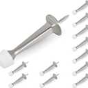 HOMOTEK 12 Pack Heavy Duty Solid Rigid Door Stop with Soft Rubber Tip, Zinc Die Cast Door Stopper Protect Wall & Door, Satin Nickel