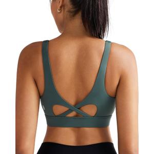 RUNNING GIRL Sports Bra for Women High Support, Molded Cup High Impact Sports Bras with Sewn in Pads Workout Running Bra (Medium, Sage Green)