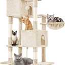 DUMOS Large 66 Inch Cat Tree Tower with Scratching Posts, Indoor Use
Tall Multi Level Cat Climbing Tower with Hammock, Pet Condo for Cats and Kittens Play, Beige