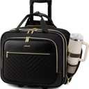 LOVEVOOK Rolling Laptop Bag Women, 17.3 Inch Laptop Briefcase with Wheels for Work Travel Business, Underseat Carry On Luggage Case,Black