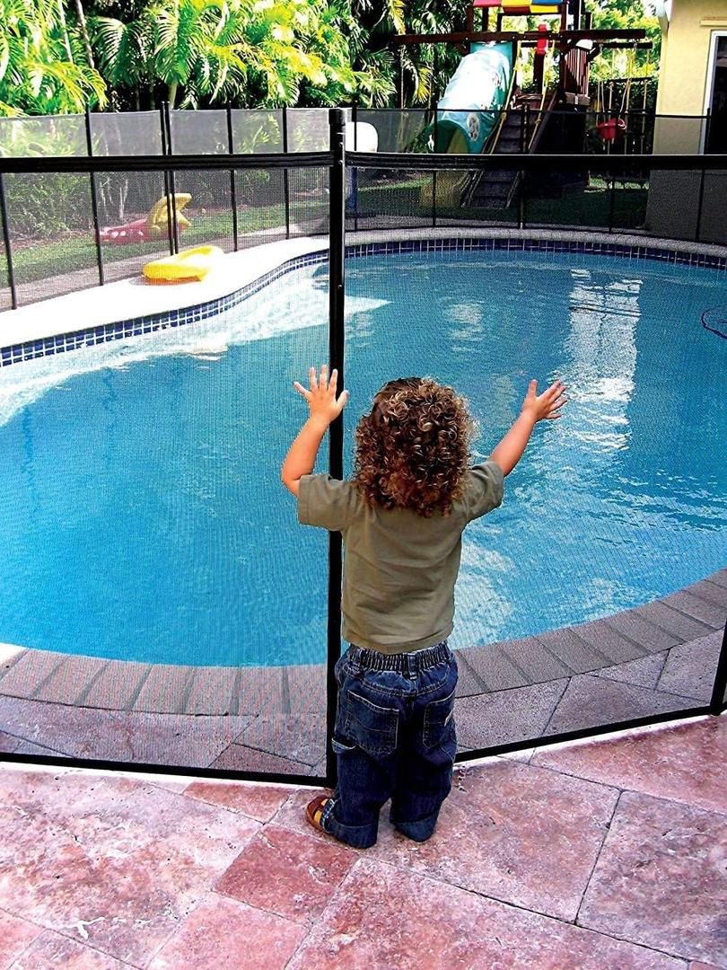 WaterWarden Pool Safety Fence for Inground Pool, 4 x 24 ft., Guards Children and Pets, UL Certified to ASTM F2288, 4 Foot Tall Removable Barrier, Hardware Included, 2 Sets of 4'x12', Black