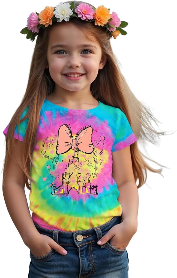 CM C&M WODRO Magic Kingdom Castle Shirt Toddler Baby Girls Magical Graphic T-Shirt Kids Summer Fairy Tale Short Sleeve Tees, Height 120