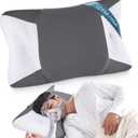 CPAP Pillow for Side Sleeping, HSA/FSA Sleep Apnea Pillow for All CPAP Masks Users to Reduce Air Leaks, Masks Pressure, Memory Foam with Cooling & Breathable Pillowcase for Side Back Sleeper (25.6*15.8*3.5/4.33inch, Dark Gray)