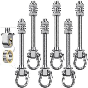 SELEWARE Heavy Duty Swing Hangers with Silent Bearings, 1500LB Capacity Stainless Steel Swing Hardware Kit (6 Pack), M10 x 9" Bolts for Wood/Steel Beams, Porch Swings, Yoga Hammocks, Gym Rings