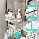 HapiRm Shower Caddy over Door- Hanging Shower Organizer with 14 Hooks and Soap Holder, Rustproof & Waterproof Stainless Steel Bathroom Shelf - Brushed Nickel