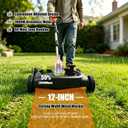 Cordless Lawn Mower, 2x4.0Ah Battery Powered Weed Wacker & Edger, 4-in-1 Electric String Trimmer with Wheels, Adjustable Height & Angle Brush Cutter for Yard Garden Weeds & Overgrown Shrubs