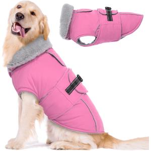 Lelepet Warm Dog Coat Reflective Dog Fleece Vest Waterproof Dog Jacket Windproof Dog Winter Coat Dog Cold Weather Coats with Adjustable Buckle Fleece Lining Dog Snowsuit Dog Coat for Large Dogs, XXL