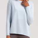 Cotton Shirts Long Sleeve Workout Tee for Women Loose Fit Athletic Yoga T-Shirts Casual Boat Neck Fall Tops (Blue, S)