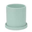 PATIKIL 5 Inch Ceramic Plant Pots, Modern Flower Planters with Drainage Holes and Tray for Decorate Home Indoor Plants Succulent Herb, Blue