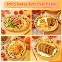 Homlouue 12x10 Oval Fall Paper Plates, 50PCS Fall Leaves Pumpkins Plate, Heavy Duty Thanksgiving Plates, Large Thanksgiving Paper Plate Disposable for Autumn Theme Party Decoration Serve 50 Guests