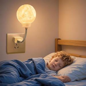 Pack of 2, EMINGSKY Night Light for Kids, Voice Control Moon Lamp for Nursery - USB Plug-in Bedroom Bedside Portable Cute Light for Breastfeeding for Adults Kids Bedroom Bathroom Decorations