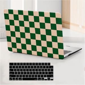 for MacBook Pro 14 inch Case 2026-2021 M5 M4 M3 M2 M1 Pro Max A3434 A3112 A3185 A3401 A2918 A2992 A2779 A2442,Textured Plastic Cream Hard Shell&Keyboard Cover for Mac Pro 14,Checkerd Green