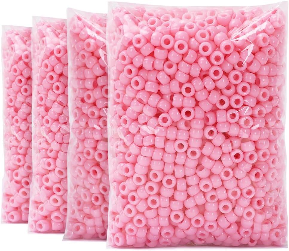 Praisebank Pony Beads, 4000pcs Pink, Beads for Jewelry Making, Beads for Crafts, Beads for Hair Braids. (X-Large Pack)