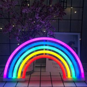 ENUOLI Rainbow Shape Neon Light Signs Wall Decoration USB Charging/Battery Night Sign LED Neon Decor Sign for Dorm Room Bedside Table Christmas Party Birthday Party Wedding Kids Room Kids Gift