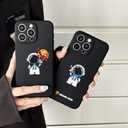 Yonds Queen for iPhone 15 Pro Max Cute Case, Cool Cartoon Astronaut Space Planet Moon Design Stylish Bumper Cover Soft TPU Protective Anti-Slip Shockproof Case(iPhone 15 Pro Max, Painting)