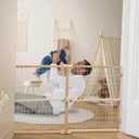 Toddleroo by North States - Extra-Wide Wire Mesh Wooden Baby Gate: Pressure Mounted Baby Gate for Doorways - Adjustable 29.5 to 50 Inches Wide - 31 Inches Tall
