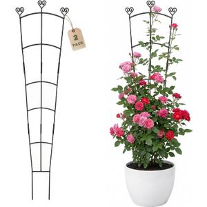 46.6" Tall Plant Trellis for Climbing Plants Indoor Outdoor, Durable Metal Trellis for Potted Plants, Adjustable Climbing Plant Support for Vines, Clematis, Morning Glories, Ivy, Black, 2 Pack