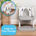 Fisher-Price Potty Training Seat with Step Stool Ladder, 2-in-1 Potty Training Toilet for Toddlers with Splash Guard, Anti-Slip Pads, Cushioned Seat (Gray)