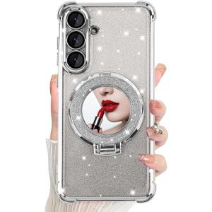 DAKORIE for Samsung Galaxy S25 FE Case Glitter with Mirror Shockproof Heavy Duty S25 FE Protective Cover for Galaxy S25 FE 5G 2025 - Sliver