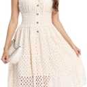 Women's 2026 Summer Short Dress Square Neck Hollow Out Lace Casual Beach Dresses S