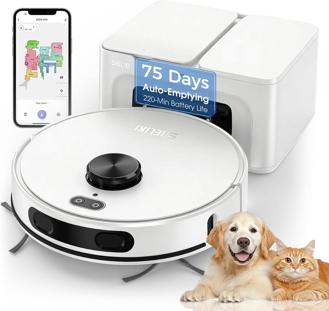 Robot Vacuum and Mop Combo, Mapping Robotic Vacuums Cleaner with 75 Days Self-Emptying, LiDAR Navigation Smart & Strong Suction, WiFi/App/Alexa/Voice Control, Quiet for Home Pet Hair Hard Floor Carpet
