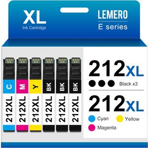 LEMERO Remanufactured Replacement for Epson 212XL Ink Cartridges Combo Pack for Expression XP-4100 XP-4105 Workforce WF-2830 WF-2850 Printer (2 Black Cyan Magenta Yellow, 5-Pack)