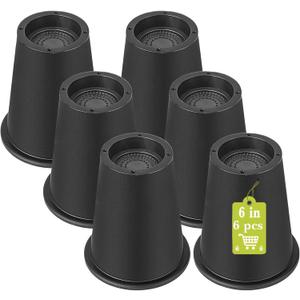 6 Pack Furniture Risers 6 Inch, Bed Risers Heavy Duty for Table Desk Couch Chair Sofa Cabinet Bed Frame Dorm, Round Table Leg Risers Lift Height 6", Black