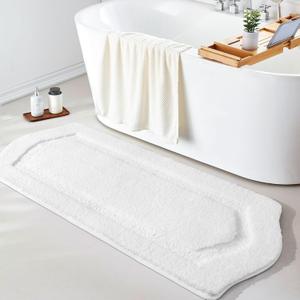 Bathroom Rug Runner 20x48, Non Slip Long Bath Rug Extra Absorbent Shaggy, Machine Washable Large Shower Rug for Bathroom, Home Decor Accessories, White