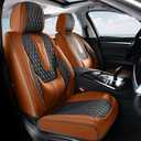 Coverado Car Seat Covers Full Set, Nappa Leather Seat Covers for Car, Waterproof Car Seat Protector with Lumbar Support, Automotive Seat Covers Universal Fit for Most Cars SUV Trucks (Brown-Black)