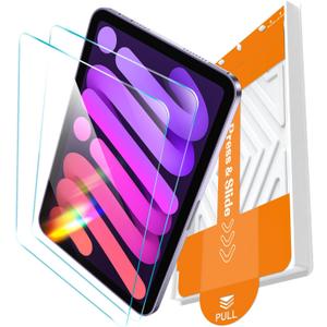 EZ-GLAZ-2 Pack for iPad Mini 8.3 Inch Screen Protector [Mini 7 A17 Pro 7th Gen 2024 & Mini 6th Gen 2021], Military-Grade Shatterproof, 9H+ Tempered Glass with Installation Box, Anti-Scratch, Apple Pencil Compatible, HD Clarity, Bubble Free