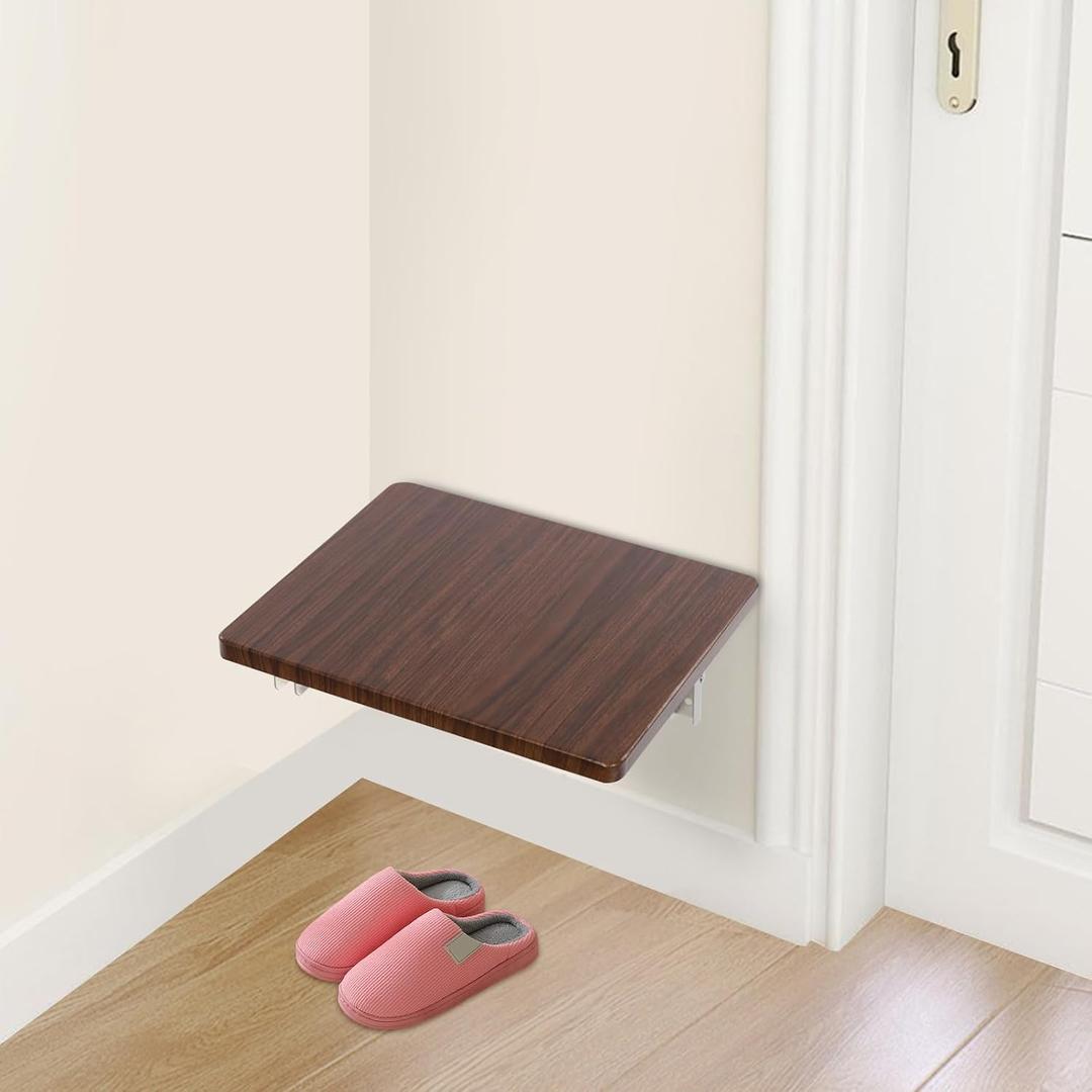 Folding Wall Mounted Shoe Changing Stool Load 330.69lbs Shoe Wearing Stool Entering Door Stool Entrance Hall Entrance Foyer Chair Invisible Household Folding Stool Bathroom (Brown) (Brown)