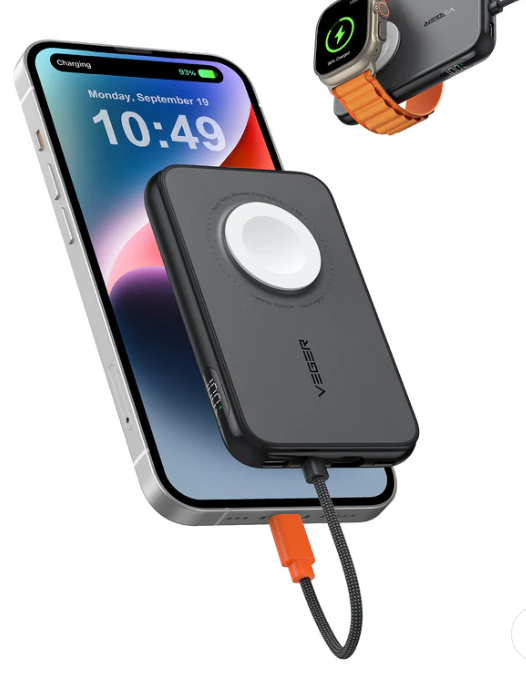 Veger 5,000mAh Portable Charger for iPhone with Built in Cable V0567
