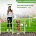10 Panels No Dig Decorative Garden Fence for Yard, 24in (H) x 20ft (L) Rustproof Metal Wire Panel Border Animal Barrier Fencing for Dog, Rabbits, Flower Bed Edging Ornamental with Ground Stake, White