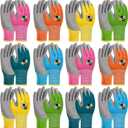 12 Pairs Kids Gardening Gloves Children Yard Work Glove Rubber Coated Garden Gloves for Girls Boys Toddlers Youth Outdoor (Large (Age 9-11))