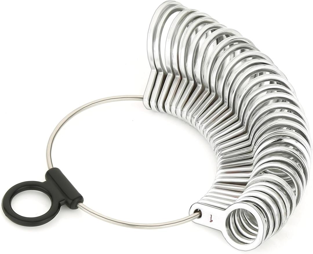 Splenor Tools Steel Finger Sizer - US Standard Size 1 to 15 - for Measuring Finger Sizes - 29 Rings Set - Jewelry Making Ring Sizer Tool