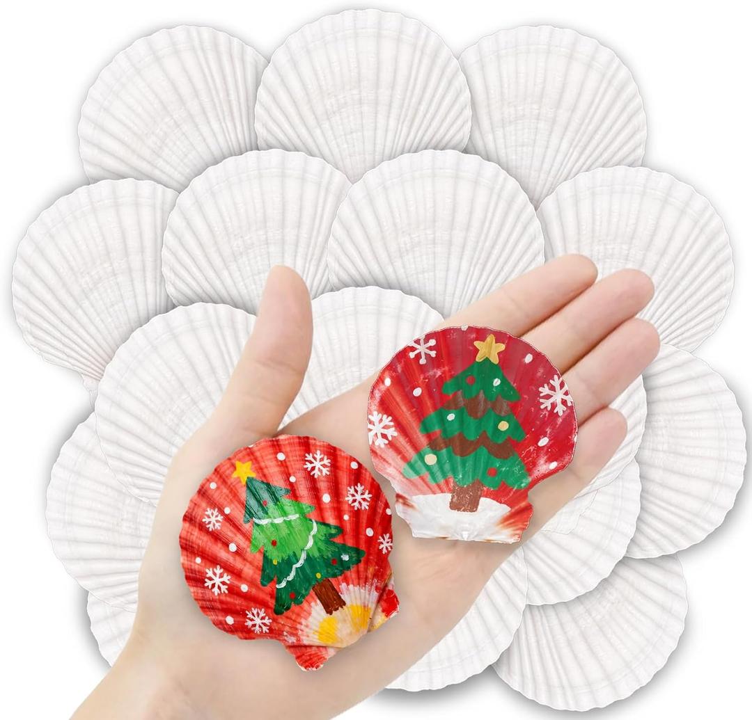 36PCS Natural Scallop Shells for Crafts, 2-3 Inch White Sea Shells for Decorating, Genuine Beach Seashells for DIY Craft Making, Painting, Cooking, Ocean Themed Party Supplies & Decorations