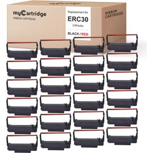 myCartridge 24 Pack ERC30 ERC-30 ERC 30 34 38 B/R Compatible with Ribbon Cartridge Used with Epson ERC30/ERC34/ERC38,TM-U220,Bixolon GRC-220BR,M188B,BTP-M300 Printer (Black and Red)