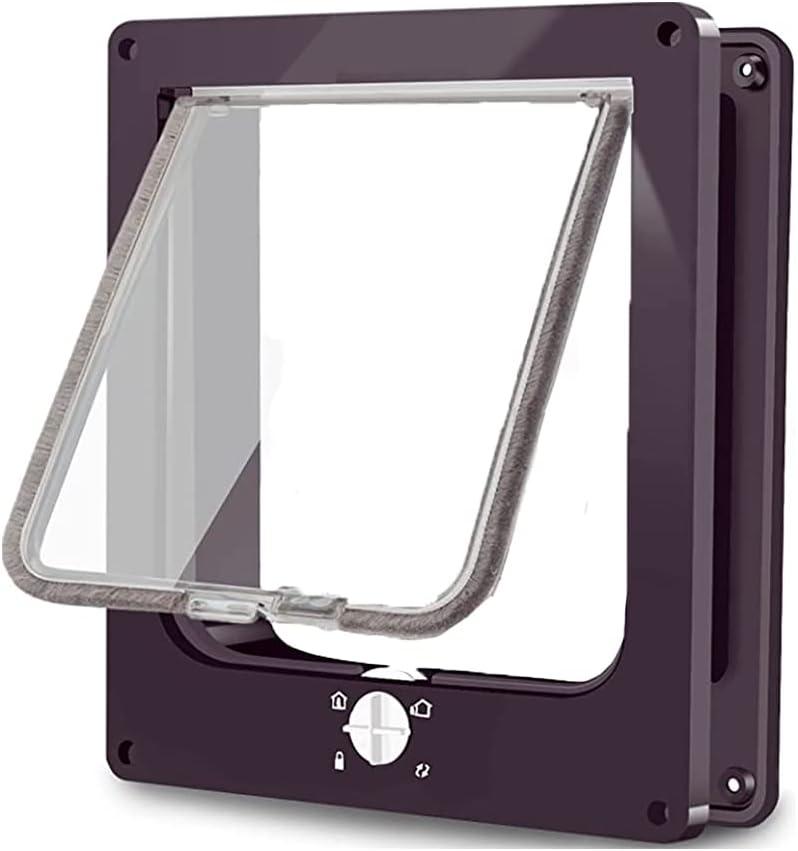 Easy Joy Cat Doors(Outer Size 8.6" X 7.5"), 4-Way Locking Cat Door For Interior Exterior Doors, Weatherproof Pet Door With Magnet For Cat Or Dog < 16.1 Inches In Girth(Brown M)