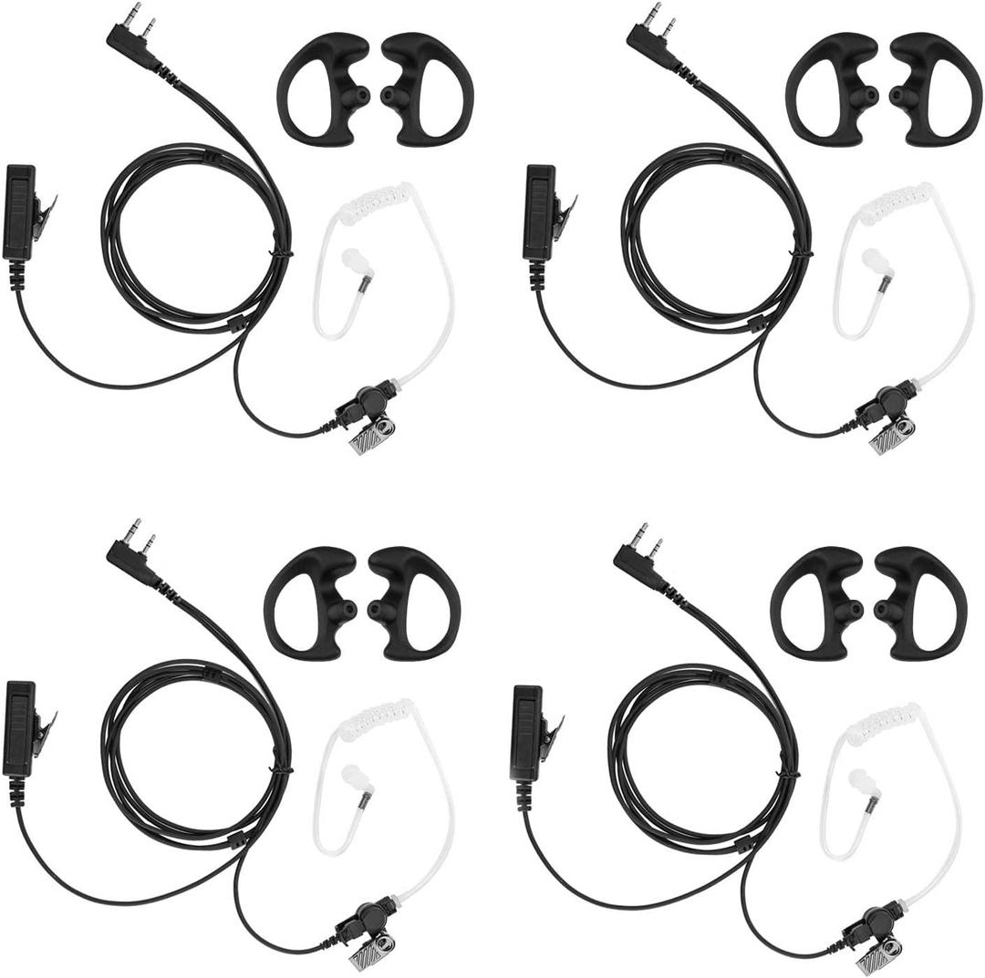 Earpiece Compatible with BTECH, Kenwood, Retevis Walkie Talkie with Mic Tansparent Air Acoustic Tube Headset 4 Pack (Normal)