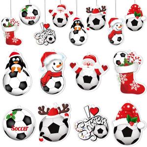 Chunful 24 Pcs Soccer Ornaments for Christmas Tree Sports Ball Ornaments Acrylic Hanging Christmas Tree Decoration for Holiday Party Supplies, 8 Styles