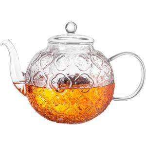Glass Teapot with Removable Infuser-1500ml/50oz Clear GlassTea Pot for Stovetop, Borosilicate Microwave-Safe Glass Tea Kettle & Tea Maker for Blooming & loose Tea
