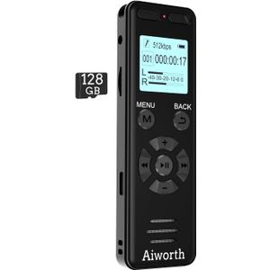 136GB Digital Voice Recorder Voice Activated Recorder for Lectures Meetings - aiworth 9860 Hours Sound Audio Recorder Dictaphone Recording Device with Playback,MP3 Player,Password,Variable Speed