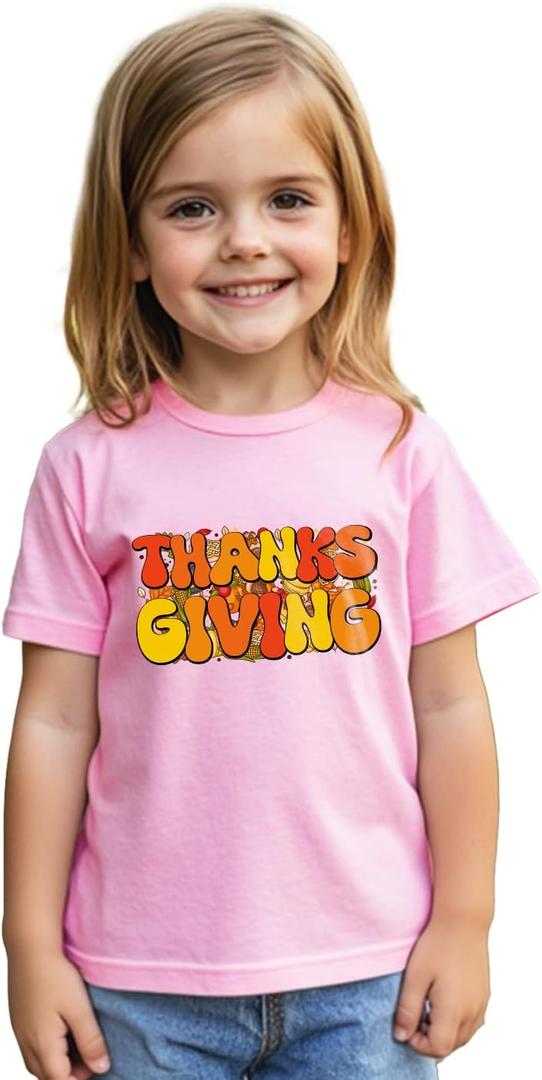 Thanksgiving Shirts for Kids Boys Girls Toddler Funny Turkey Pumpkin Graphic T-Shirt Clothes Tops Tee 2T-8Y (7-8 Years)