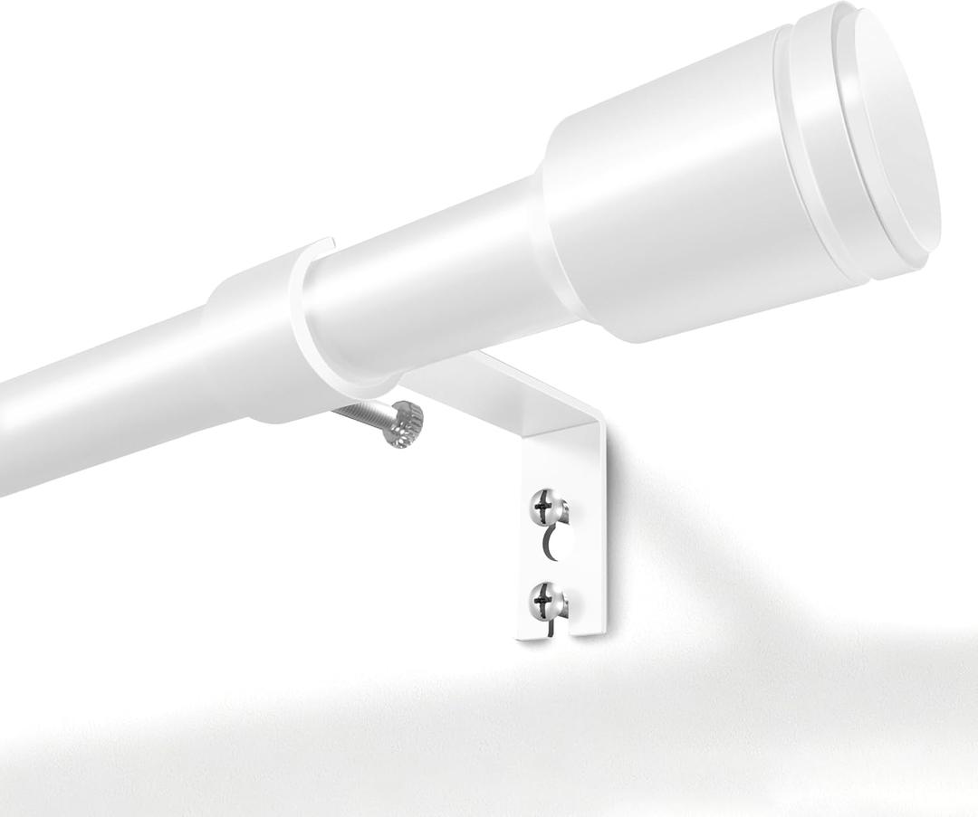 5/8 White Diameter Curtain Rods 30-90 Inch, for 30-84 Inch Windows, Adjustable Splicing White Curtain Rods for Windows with Brackets, Window Rod Long Small Curtains Rod